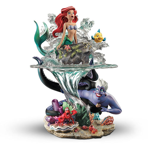 The Bradford Exchange Disney The Little Mermaid Part of Her World Masterpiece Sculpture Featuring Ariel Flounder Sebastian and Ursula 12.75