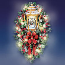 Load image into Gallery viewer, The Bradford Exchange Thomas Kinkade A Happy Homecoming Wreath Always In Bloom Illuminated Lantern Wreath 24-inches - RCE Global Solutions
