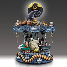 Load image into Gallery viewer, The Bradford Exchange Tim Burton&#39;s The Nightmare Before Christmas Rotating Musical Carousel Sculpture: Lights Up - RCE Global Solutions
