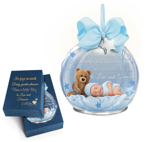 Bradford Exchange Baby To Treasure-Boy Illuminated Glass Ornament - RCE Global Solutions