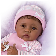 Load image into Gallery viewer, The Ashton - Drake Galleries Blessing From the Start Lifelike So Truly Real® African American Black Baby Girl Doll Weighted Fully Poseable with Soft RealTouch® Vinyl Skin by Master Doll Artist Linda Murray 16&quot;-Inches - RCE Global Solutions
