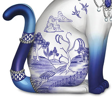Load image into Gallery viewer, The Hamilton Collection Sparkling Blue Willow Cat Figurine by Bradford Exchange - RCE Global Solutions
