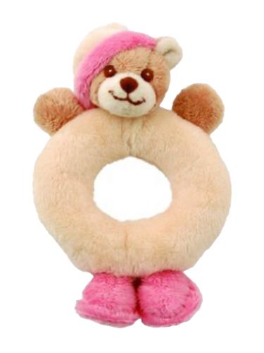 Bukowski Design Maria Teddy Bear Rattle Pink Super Soft High Quality Plush Stuffed Animal Toy 6” - RCE Global Solutions