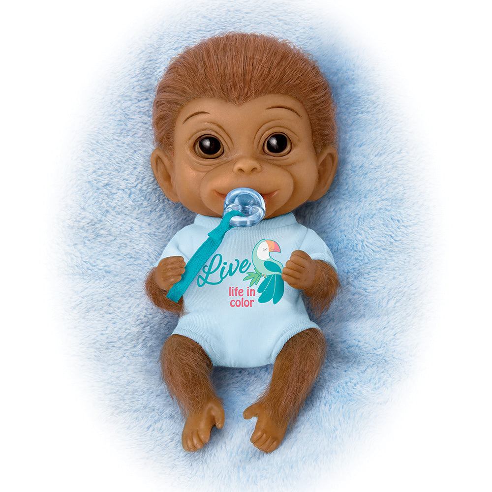 The Ashton-Drake Galleries Happy Little Handfuls Monkey Doll Collection Live Life In Color Issue #2 Miniature Full Body Silicone Monkey Dolls with Pacifiers 4-inches - RCE Global Solutions