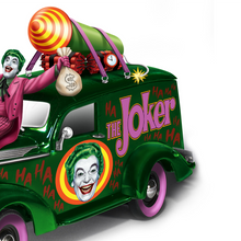 Load image into Gallery viewer, The Hamilton Collection The Jokers Last Laugh Batman Classic TV Series Joker Hearse Sculpture with Batman Batgirl and Robin Inside 1:18 Scale 10&quot;-Inches - RCE Global Solutions
