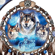 Load image into Gallery viewer, The Bradford Exchange Al Agnew Dreams Of The Spirit Wolf Art Glow-In-The-Dark Crescent Moon Sculpture Dreamcatcher - RCE Global Solutions
