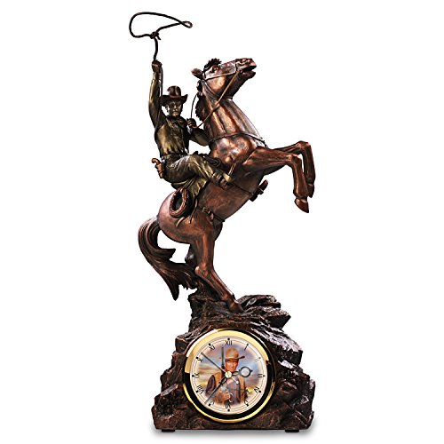 The Bradford Exchange John Wayne Clock with Bruce Emmett Art and Bronze-Tone Sculpture - RCE Global Solutions