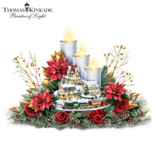 Load image into Gallery viewer, The Bradford Exchange Thomas Kinkade Always In Bloom - Lights Of The Holidays Musical Table Centerpiece Illuminated Village Sculpture, Flameless Candles And Moving Train - RCE Global Solutions
