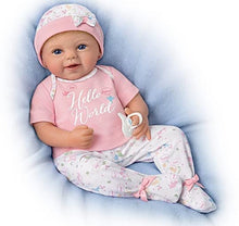 Load image into Gallery viewer, The Ashton - Drake Galleries Hello World So Truly Real® Newborn Lifelike Baby Girl Doll Weighted Fully Poseable with Soft RealTouch® Vinyl Skin by renowned Master Doll Artist Violet Parker 17-inches - RCE Global Solutions
