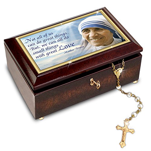 Mother Teresa Music Box with Rosary and Canonization Card by The Bradford Exchange
