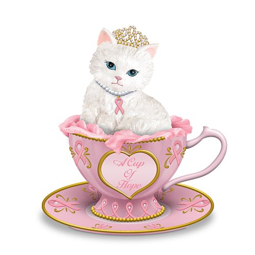 The Hamilton Collection Breast Cancer Support Peter Carl Faberge-Inspired Cat Figurine: A Cup of Hope - RCE Global Solutions