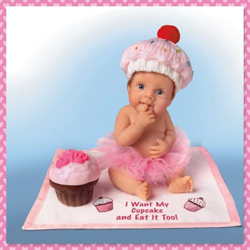 The Ashton - Drake Galleries I Want My Cupcake and Eat it Too Hats Off To You Collection Baby Doll Crafted by Master Sculptor Sherry Rawn 5 1/2- inches - RCE Global Solutions