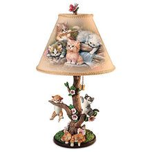 Load image into Gallery viewer, Country Kitties Lamp with Art by Jurgen Scholz Sculpted Cats with Butterfly Finial for Tabletop Lamp - by The Bradford Exchange - RCE Global Solutions
