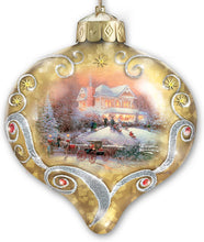 Load image into Gallery viewer, The Bradford Exchange Thomas Kinkade Light Up The Season Illuminated Glass Ornaments: Set of 4 - RCE Global Solutions
