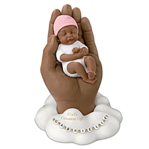 The Ashton-Drake Galleries Gods Greatest Gift Lifelike African American Black Miniature Baby Girl Doll and Realistic Hand Sculpture with Do It Yourself Personalization Kit 6.5