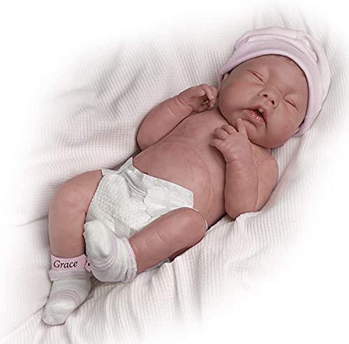 The Ashton - Drake Galleries May God Bless You, Little Grace So Truly Real® Baby Girl Doll Anatomically Correct Realistic Reborn Soft RealTouch® Vinyl Skin by Doll Artist Tinneke Janssens 15.5