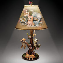 Load image into Gallery viewer, Country Kitties Lamp with Art by Jurgen Scholz Sculpted Cats with Butterfly Finial for Tabletop Lamp - by The Bradford Exchange - RCE Global Solutions
