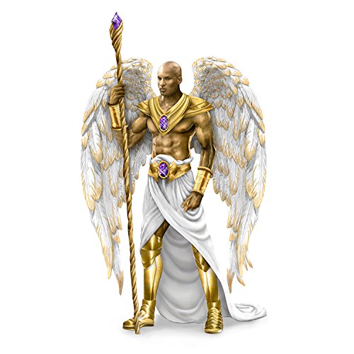 The Hamilton Collection Keith Mallett Hand Painted Angel Sculpture with Amethyst Hued Swarovski Crystals - RCE Global Solutions