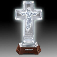 Load image into Gallery viewer, The Bradford Exchange Glass Cross Lights Up Sculpture of Jesus Embedded Within 11-inches - RCE Global Solutions
