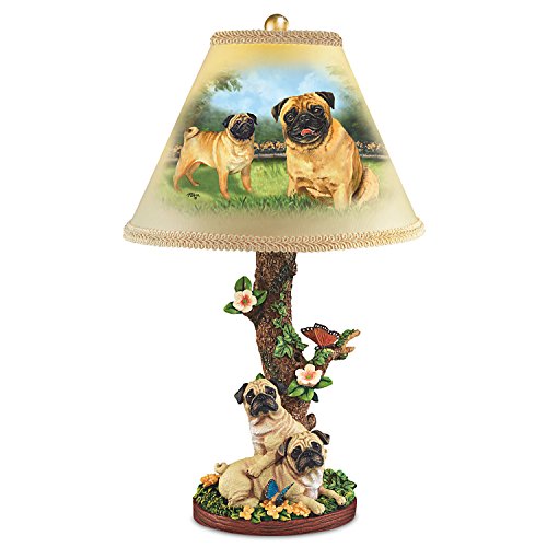 Pug Table Lamp with Linda Picken Art and Sculpted Base by The Bradford Exchange - RCE Global Solutions