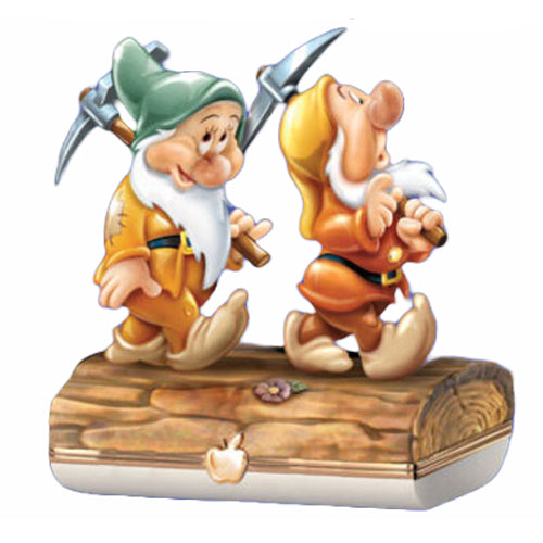 The Bradford Exchange Disney Snow White and the Seven Dwarfs Bashful and Sneezy Limoges-Style Box Issue #4 Handcrafted Painted Heirloom Porcelain with 22K Gold Clasps 3"-Inches