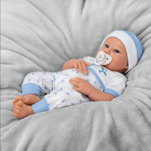 Load image into Gallery viewer, The Ashton - Drake Galleries New To The Crew Baby Boy Doll Weighted Poseable TrueTouch® Authentic Silicone with Helicopter Pacifier and Outfit by Michelle Fagan 18-inches - RCE Global Solutions
