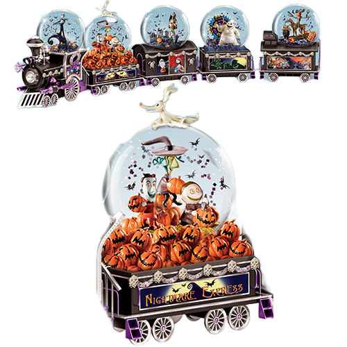 The Bradford Exchange Tim Burton Nightmare Before Christmas GLITTER GLOBE TRAIN CARVING OUT SOME MISCHIEF Issue #2 - RCE Global Solutions