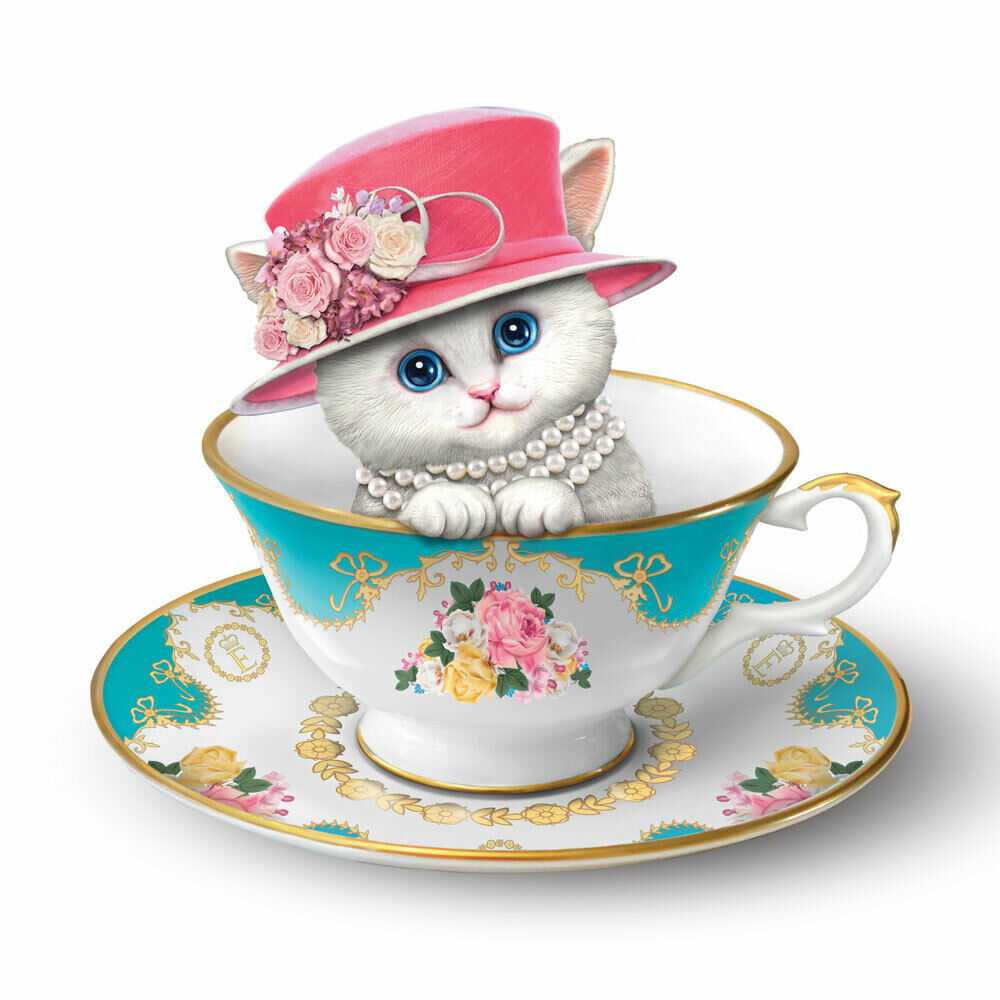 Royal Purr-fection Queen Royal Kitten Cat Teacup Figurine - RCE Global Solutions