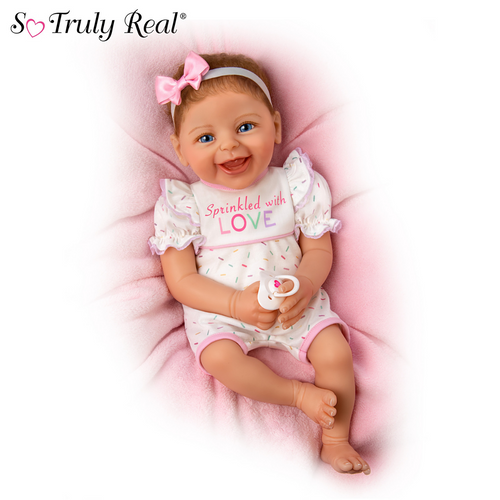 The Ashton - Drake Galleries Sprinkled With Love Lifelike Baby Girl Doll Weighted So Truly Real® Adorable RealTouch® Vinyl Skin with Soft Hand Rooted Hair by Doll Artist Ina Volprich 17-inches - RCE Global Solutions