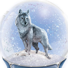 Load image into Gallery viewer, The Bradford Exchange Eddie Lepage Silver Scout Wolf Musical Glitter Snow Globe - RCE Global Solutions
