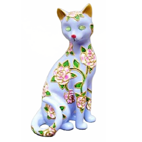The Hamilton Collection Restful Rose Cloisonné Garden of Cats Figurine Issue #4 by Jasmine Becket-Griffith 4-inches - RCE Global Solutions