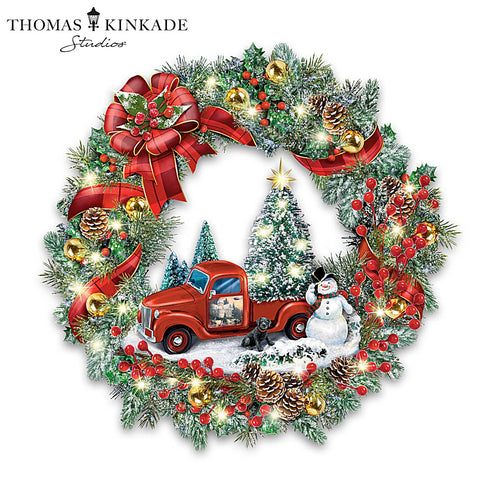The Bradford Exchange Delivering Christmas Magic Illuminated Wreath Always in Bloom by Thomas Kinkade 14-Inches - RCE Global Solutions