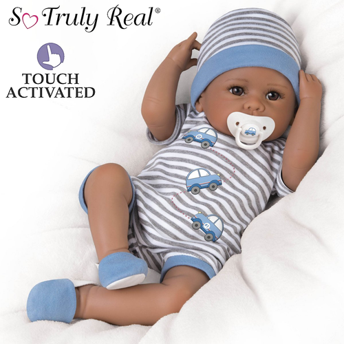 The Ashton - Drake Galleries Mama's Little Love Bug Interactive Coos and Has Heartbeat Lifelike So Truly Real® African American Black Baby Boy Doll with Soft RealTouch® Vinyl Skin by Linda Murray 17