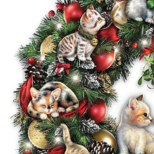 Load image into Gallery viewer, The Bradford Exchange Merry Mischief Makers Illuminated Always in Bloom Wreath with Kittens - RCE Global Solutions
