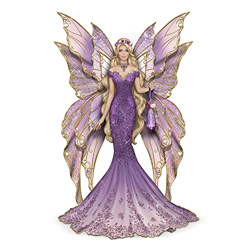 Serenity of The Amethyst Hand-Painted Fairy Figurine Featuring Butterfly-Like Layered Wings with Hand-Applied Glitter Inspired by Artist Sara Biddle - RCE Global Solutions