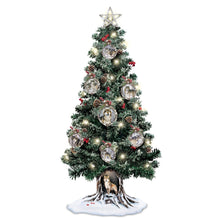 Load image into Gallery viewer, The Bradford Exchange Sovereigns Of The Forest Illuminated Musical Tabletop Christmas Tree with Custom Al Agnew Art Ornaments Sculpted Wolf Base Plays Holiday Music Tree and Base Light Up 22&quot;-inches - RCE Global Solutions
