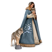 Load image into Gallery viewer, The Ashton - Drake Galleries Maiden of the Wolf Moon Portrait Doll Collector’s Edition Handcrafted &amp; Hand Painted with Removable Light Up Cape and 2 Wolf Figures 21-inches - RCE Global Solutions
