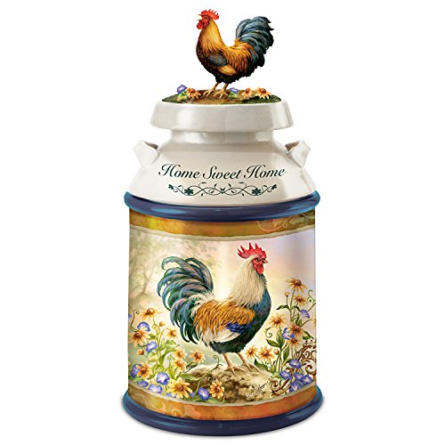 Dona Gelsinger Country Rooster Art Cookie Jar With Free Cookie Cutter And Recipe by The Bradford Exchange - RCE Global Solutions