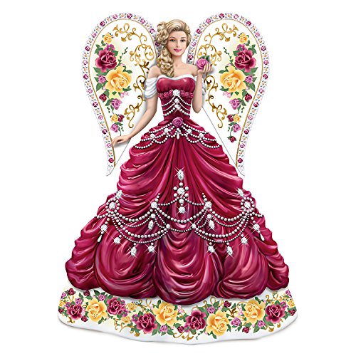The Hamilton Collection Hand Painted Angel Figurine with Rose China Patterns and Swarovski Crystals