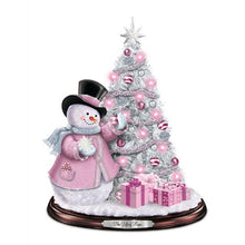 Load image into Gallery viewer, The Bradford Exchange Breast Cancer Awareness Gift of Hope Snowman &amp; Pre-Lit Tabletop Tree Christmas Decoration 12-Inches - RCE Global Solutions
