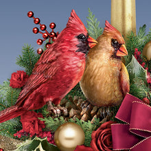 Load image into Gallery viewer, The Bradford Exchange Spirit of the Season Always in Bloom® Christmas Floral Arrangement Table Centerpiece Decoration Lifelike Cardinal Sculptures Two Sculpted Candles and 8 Holiday Music Melodies 14&quot;-Inches - RCE Global Solutions
