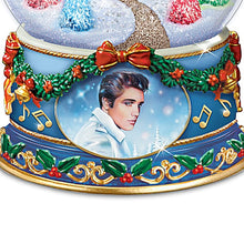 Load image into Gallery viewer, The Bradford Exchange Elvis Presley Merry Christmas From Graceland Light-Up Glitter Globe Plays Blue Christmas 6.75 Inches - RCE Global Solutions
