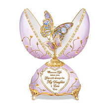 Load image into Gallery viewer, The Bradford Exchange Daughter, Wherever Life Takes You Porcelain Butterfly Faberge-Inspired Egg-Shaped Music Box Featuring 80 Hand-Set Jewels &amp; Adorned with 22K Gold-Plated Accents - RCE Global Solutions
