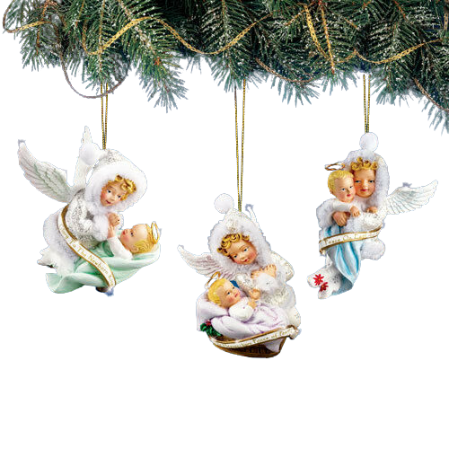 The Bradford Exchange Snow Wonder Angels from Heaven Above Collection Ornaments Set of 3 Christmas Decoration 3.5-inches - RCE Global Solutions