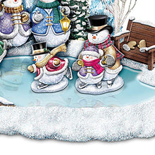 Load image into Gallery viewer, The Bradford Exchange Skating Snowmen Illuminated Musical Winter Wonderland Sculpture by Thomas Kinkade 9&quot;W x 6&quot;H - RCE Global Solutions
