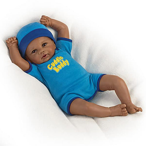 The Ashton-Drake Galleries Cuddle Buddy So Truly Real® African American Black Boy Baby Doll by Violet Parker 16-inches - RCE Global Solutions