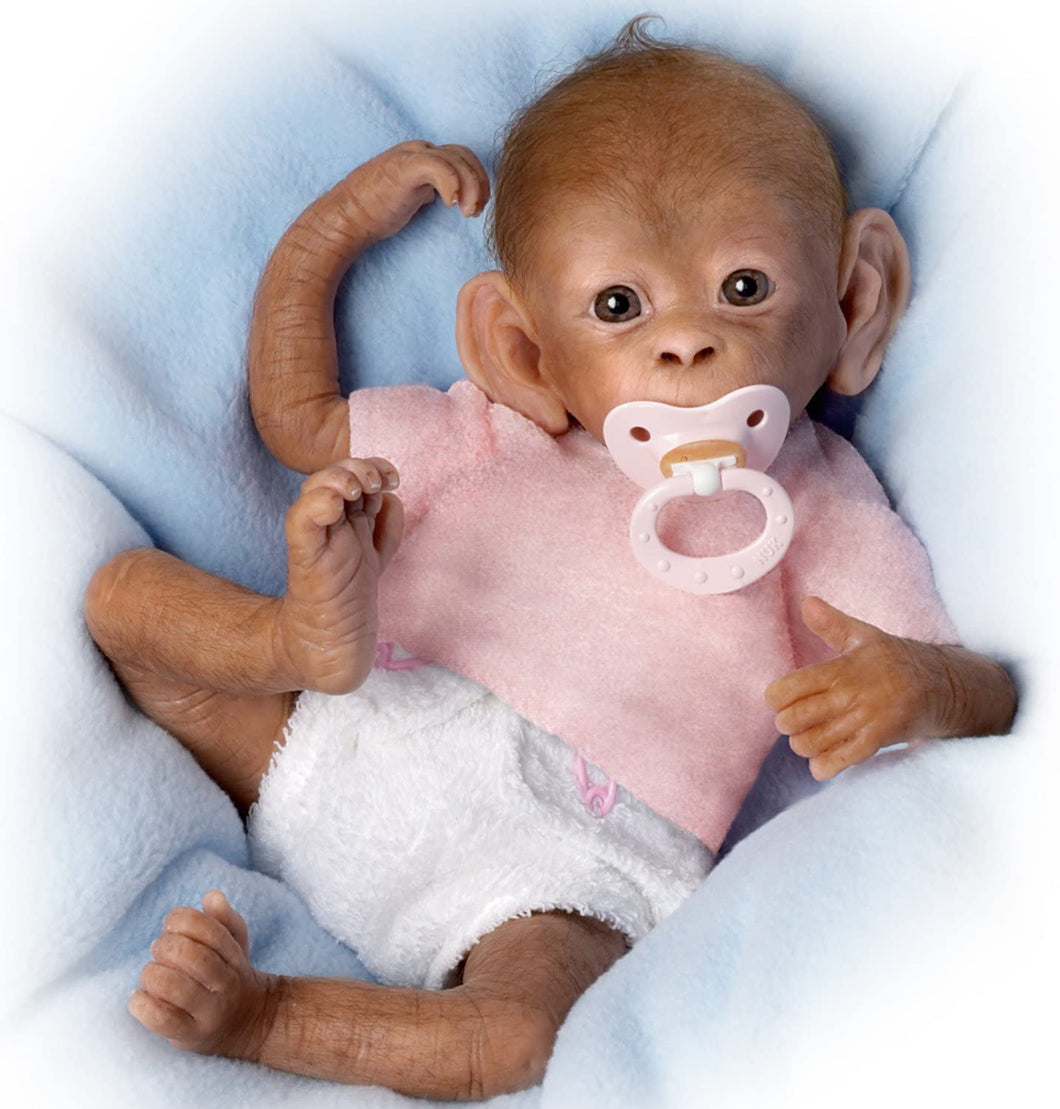 The Ashton - Drake Galleries Coco Lifelike So Truly Real® Baby Girl Monkey Doll Fully Poseable with Soft RealTouch® Vinyl Skin and Hand Applied Hair by Award-Winning Doll Artist Linda Murray 16