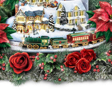 Load image into Gallery viewer, The Bradford Exchange Thomas Kinkade Always In Bloom - Lights Of The Holidays Musical Table Centerpiece Illuminated Village Sculpture, Flameless Candles And Moving Train - RCE Global Solutions
