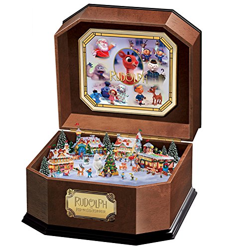 The Bradford Exchange Rudolph The Red-Nosed Reindeer Music Box with Art and 3D North Pole Scene Inside - RCE Global Solutions