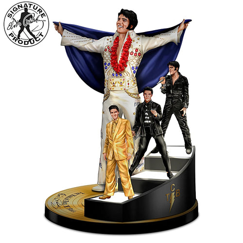 The Bradford Exchange Elvis Presley Evolution Of An American Icon Sculpture with Lighted Staircase & Swarovski Crystals 10-inches - RCE Global Solutions